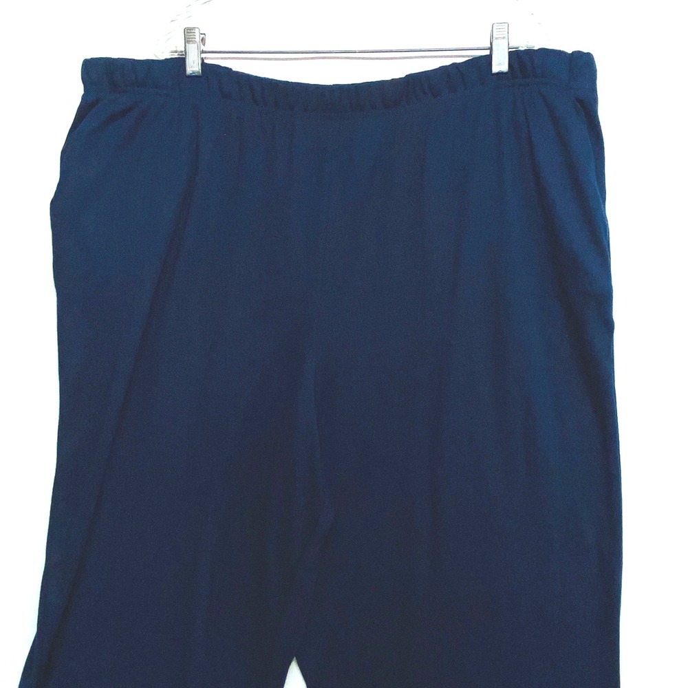Roamans 3X Petite‎ Navy Blue Elastic Waist Pants Women's Casual Comfort 30/32 - Picture 2 of 14